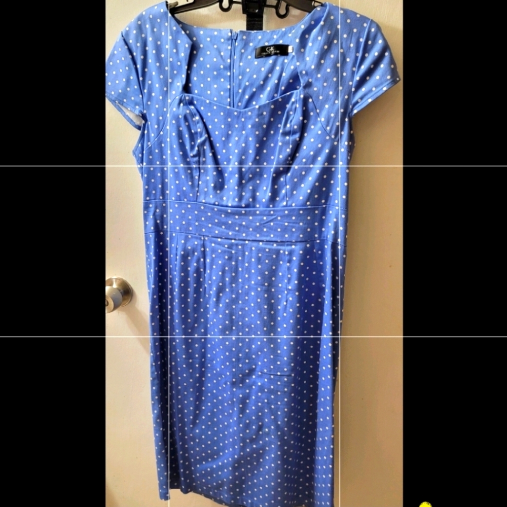 Light blue polkadot wiggle dress
